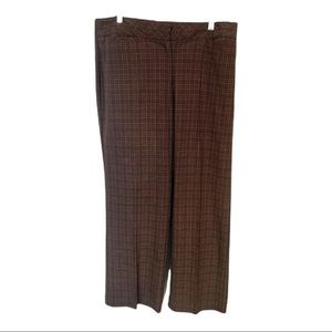 Ashley Stewart chocolate window pane plaid  high waist dress trousers #93F